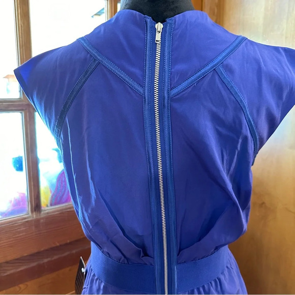 NWT Bebe Zipper Dress Royal Blue Knee Length Ruched Size Medium - Picture 2 of 9